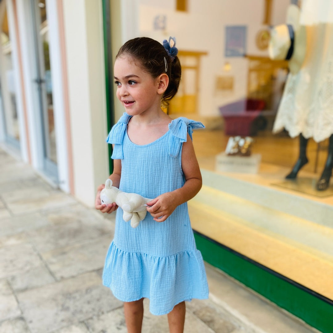 Muslin Summer Dress. Blue  Patootie Cutie